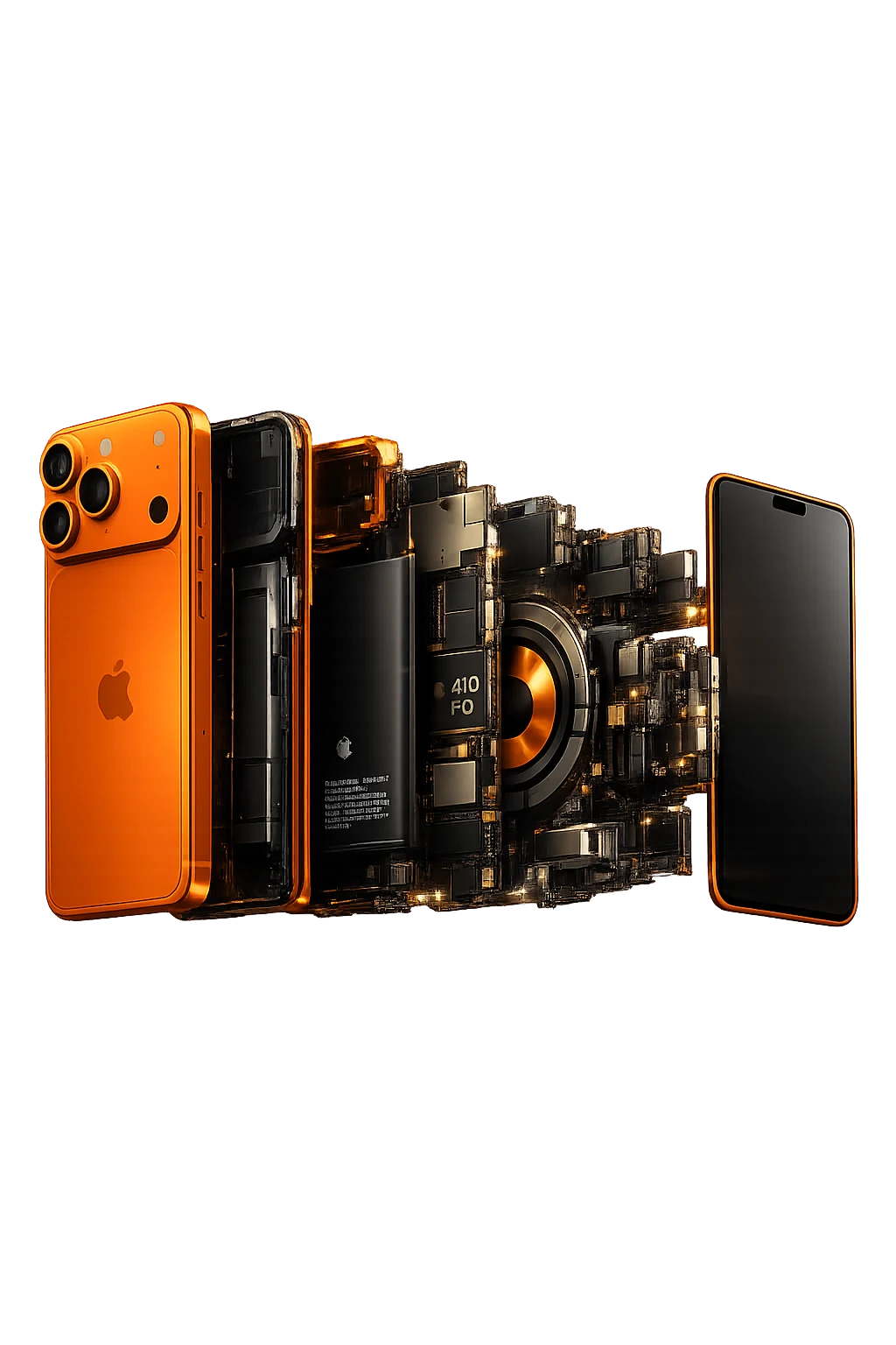iPhone em composição explodida